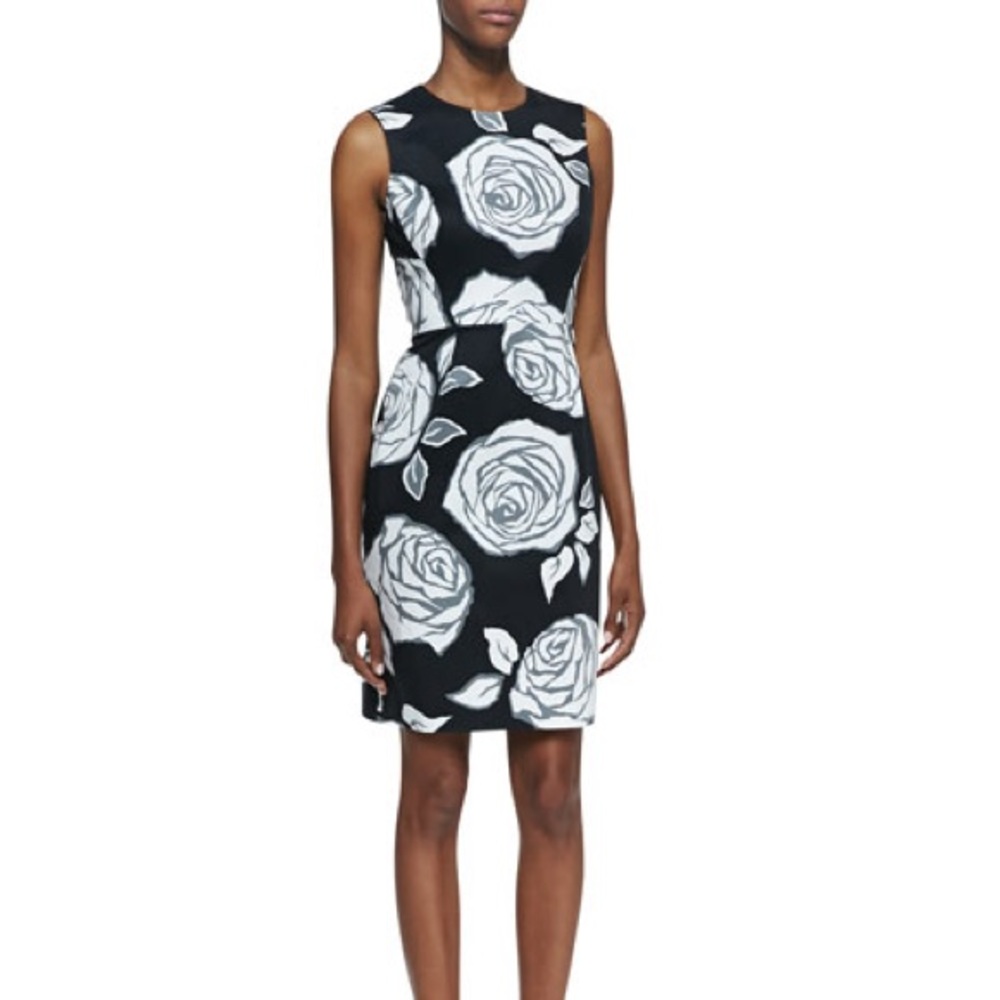 Kate Spade | Sleeveless Rose Sheath Dress, black/white | Size: 4